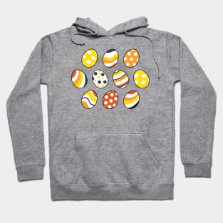 Egg Pattern | Yellow Orange Gray | Stripes Clouds Flowers Dots Hoodie